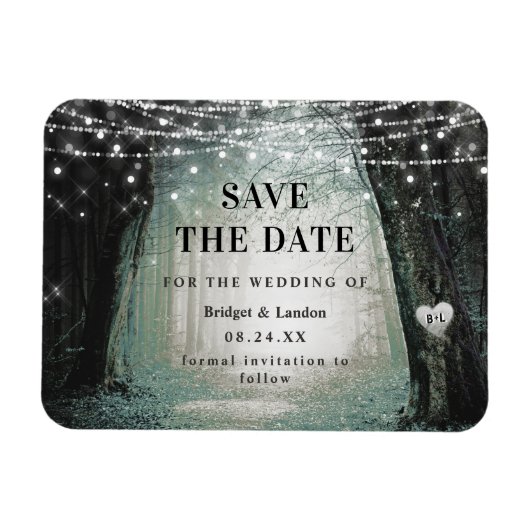 Märchenhaft bezauberter Wald Save the Date grün Magnet (Horizontal)