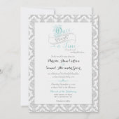 Märchenhaft einmal auf Zeit Damaske Türkis Einladung (Vorderseite)