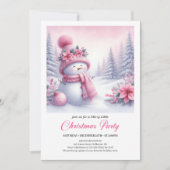 Märchenhaft rosa Schneemann editierbare Weihnachte Einladung (Vorderseite)