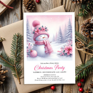 Märchenhaft rosa Schneemann editierbare Weihnachte Einladung