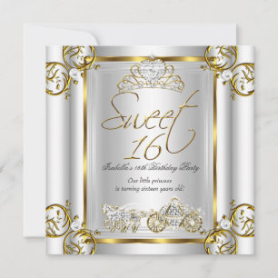 Märchenhaft Sweet 16 16. Geburtstag Gold Silber 2 Einladung