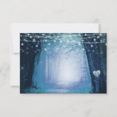 Märchenhaft verzauberter Wald Dunkelblau Save the Date (Rückseite)