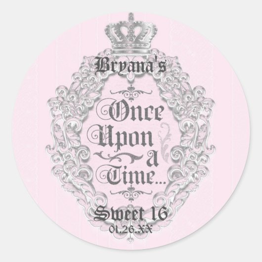 Märchenhaft Vintag einmal an... Party-Aufkleber Runder Aufkleber (Vorderseite)