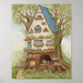 Märchenhafte Baumhaus-Geschichtenbuch-Kinderposter Poster (Vorne)