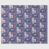 Märchenhafte Bücher und magische Kreaturen Blau Geschenkpapier (Flach)