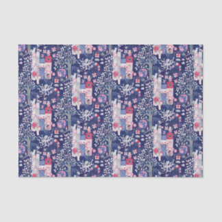 Märchenhafte Bücher und magische Kreaturen Blau Seidenpapier