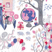 Märchenhafte Bücher und magische Kreaturen weiß Geschenkpapier