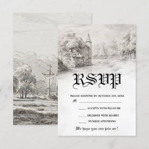 Märchenhafte Burg Hochzeit Vintage RSVP Karte