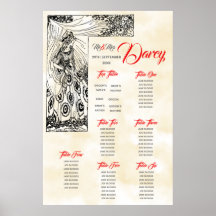 Märchenhafte Drucksitzkarte mit oberster Tabelle