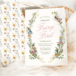Märchenhafte erste Vintage-Floral-Geburtstagsfeier Einladung