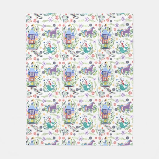 Märchenhafte Folklorekunst Fleecedecke (Vorderseite)