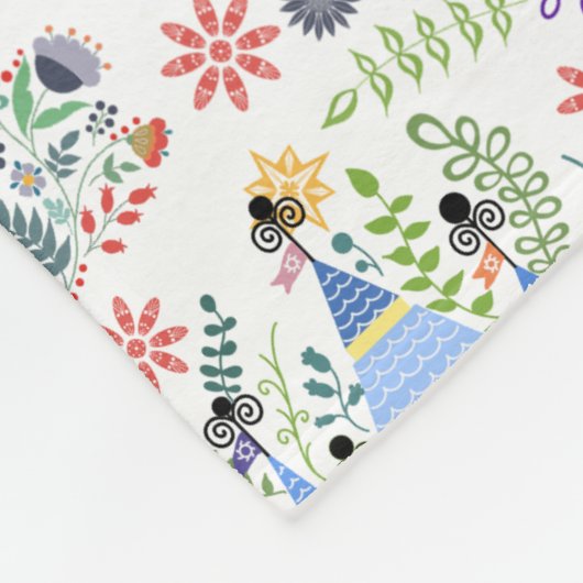 Märchenhafte Folklorekunst Fleecedecke (Ecke)