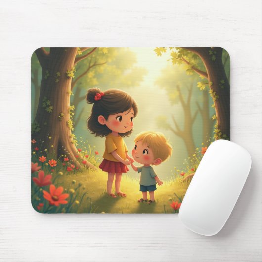Märchenhafte Geschwister Mauskissen. Mousepad (Mit Mouse)