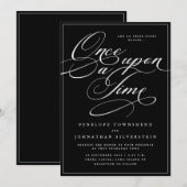 Märchenhafte Gothic-Script-Schwarze Hochzeit Einladung (Vorne/Hinten)