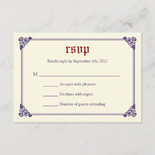 Märchenhafte Hochzeit Antwortkarte - Rot/Purple RSVP Karte