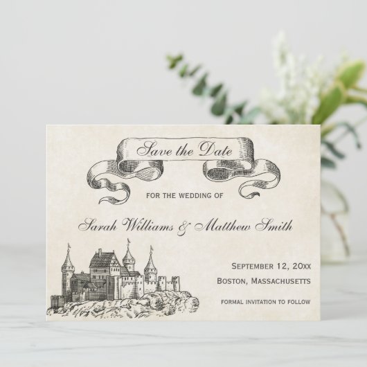 Märchenhafte Hochzeit Sichern des Datums Save The Date (Stehend Vorderseite)