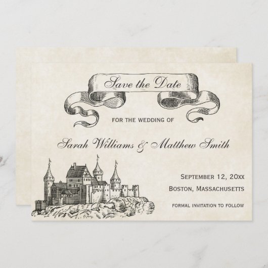 Märchenhafte Hochzeit Sichern des Datums Save The Date (Vorne/Hinten)