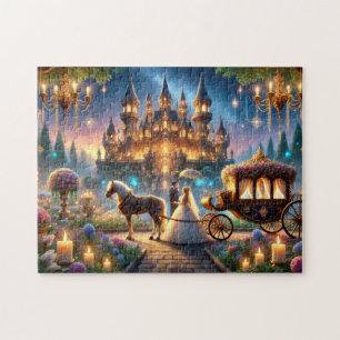 Märchenhafte Hochzeitsburg mit Pferdekutsche Puzzle