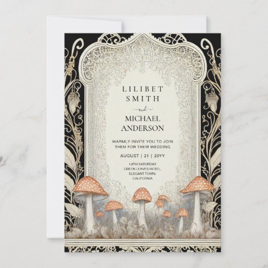 Märchenhafte Hochzeitsfeier Mushroom Forest Einladung (Vorderseite)