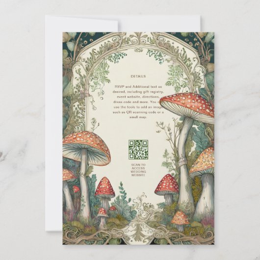 Märchenhafte Hochzeitsfeier Mushroom Forest Einladung (Rückseite)