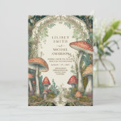 Märchenhafte Hochzeitsfeier Mushroom Forest Einladung (Stehend Vorderseite)