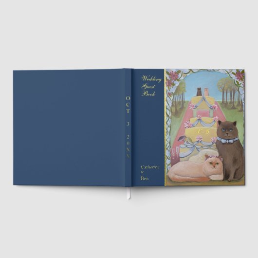 Märchenhafte Hochzeitskatzen 12 Zoll x 12 Zoll Gol Gästebuch (Voll)