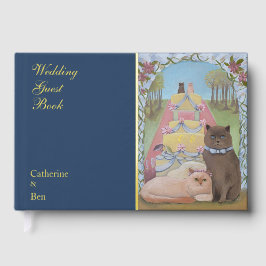 Märchenhafte Hochzeitskatzen 9" x 6" Gold Gästebuch