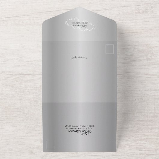 Märchenhafte Hochzeitsreise Silber Grau All In One Einladung (Außenbereich)