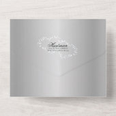 Märchenhafte Hochzeitsreise Silber Grau All In One Einladung (Rückseite)