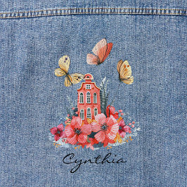 Märchenhafte Hütte Aquarellfarben Blume & Schmette Jeansjacke