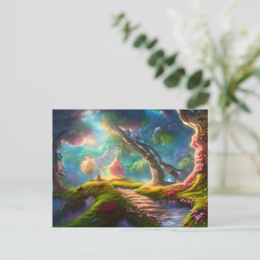 Märchenhafte Landschaft Postkarte (Stehend Vorderseite)