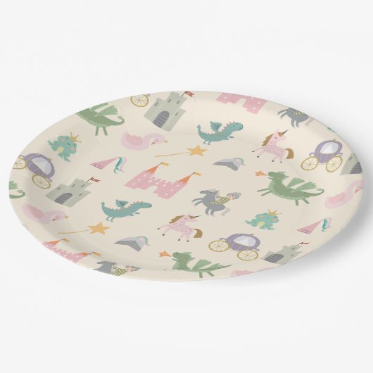 Märchenhafte Niedliche Dragon Babydusche/ Geburtst Pappteller (Schrägansicht)