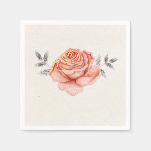 Märchenhafte Pfirsich-Glitter-Rosen-Blätter-Jungge Serviette