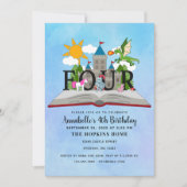 Märchenhafte Pop bis zum vierten Geburtstag Einladung (Vorderseite)