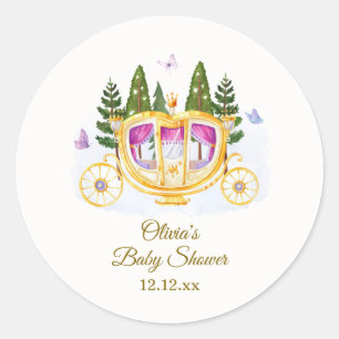 Märchenhafte Prinzessinnen-Kutsche Baby Shower Runder Aufkleber