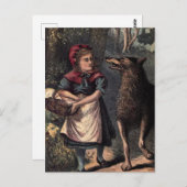 Märchenhafte Red Riding Hood trifft den Wolf Postkarte (Vorne/Hinten)