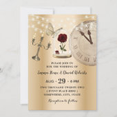 Märchenhafte Rose Blume Dome Moderne Goldene Hochz Einladung (Vorderseite)