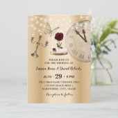 Märchenhafte Rose Blume Dome Moderne Goldene Hochz Einladung (Stehend Vorderseite)