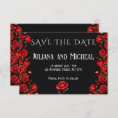 Märchenhafte Rote Rosen Hochzeit Save The Date (Vorne/Hinten)