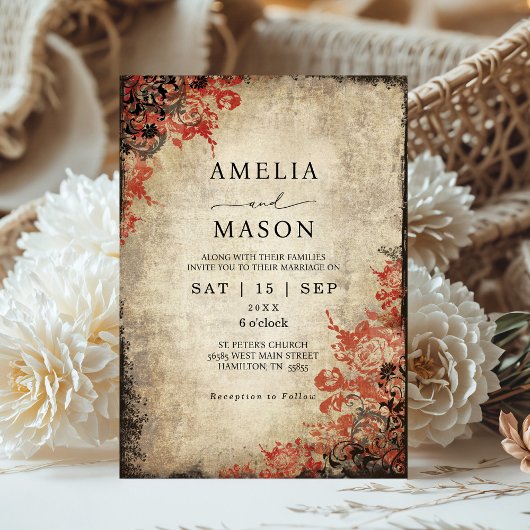 Märchenhafte Rote Rosen zum Hochzeitsfeiern Einladung