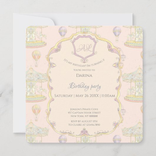 Märchenhafte Vintage Freizeitanlage Park Geburtsta Einladung (Vorderseite)