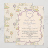 Märchenhafte Vintage Vergnügungspark Kinderdusche Menükarte (Vorne/Hinten)