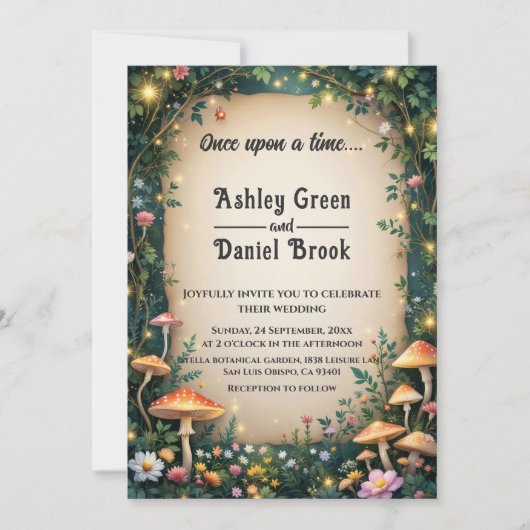 Märchenhafte Waldblumenhochzeit Einladung (Vorderseite)