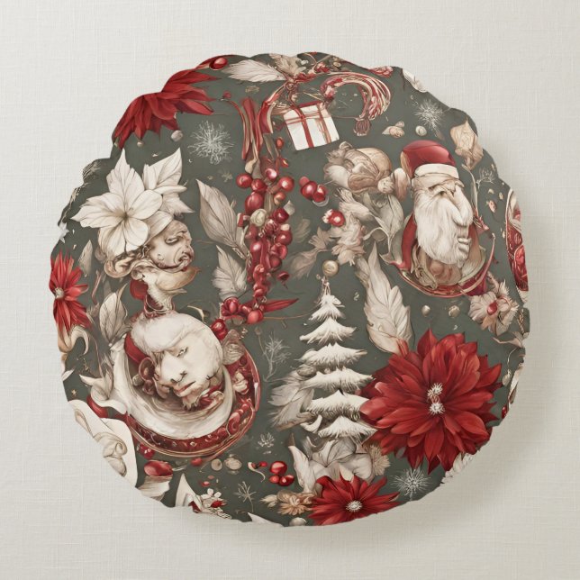 Märchenhafte Weihnachtsdekorationen, Blume Rundes Kissen (Vorderseite)