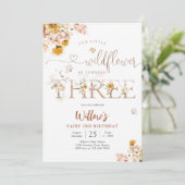Märchenhafte Wildblumen-Einladung zum 3. Geburtsta Einladung (Stehend Vorderseite)