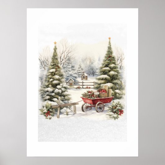 Märchenhafte Winterlandschaft Kunstdruck Poster (Vorne)