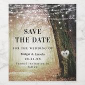 Märchenhafter bezauberter Wald Save the Date Golde Weinetikett (Einzelnes Label)