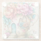 Märchenhafter Blumenteetassen-Cottage Glasuntersetzer (Rückseite)