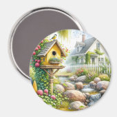 Märchenhafter Cottage-Garten-Vogelhaus-Bach Magnet (Vorderseite/Rückseite)