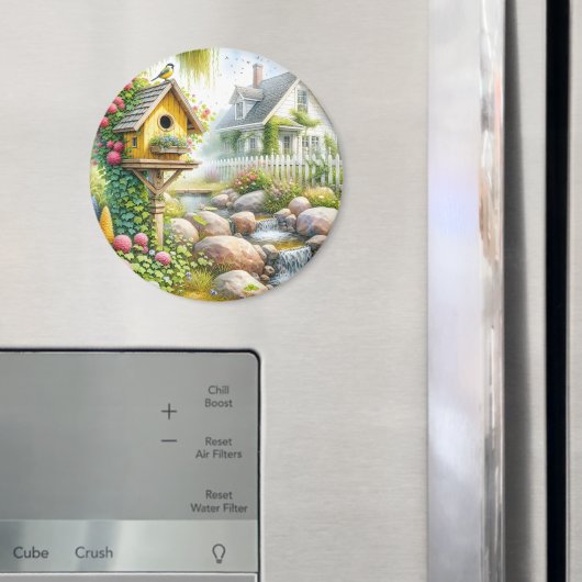 Märchenhafter Cottage-Garten-Vogelhaus-Bach Magnet (In Situ (Kühlschrank))